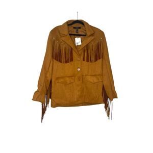 Forever 21 Rhinestone Fringe Faux Suede Blazer Pine Bark Size:M Women’s Western